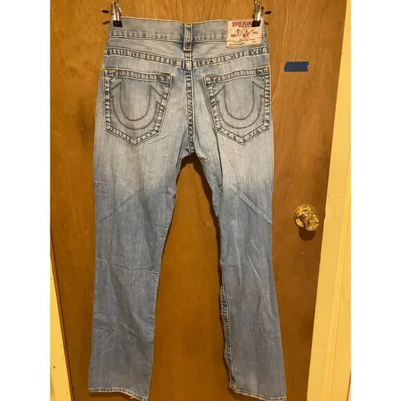 True Religion Jeans, Blue, Size 31 Men, Weathered and Distressed Ankles - Picture 2 of 5